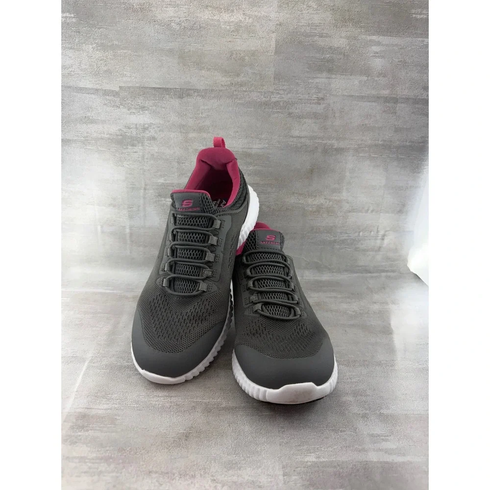 Skechers Work Slip Resistant Shoes Women Sz 9 Wide Grey Pink 77260W Relaxed Fit